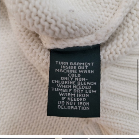 Women's LRL Lauren Jeans Co Ivory Mock Neck Sweater Brass Buckles Size M/L - Picture 3 of 12